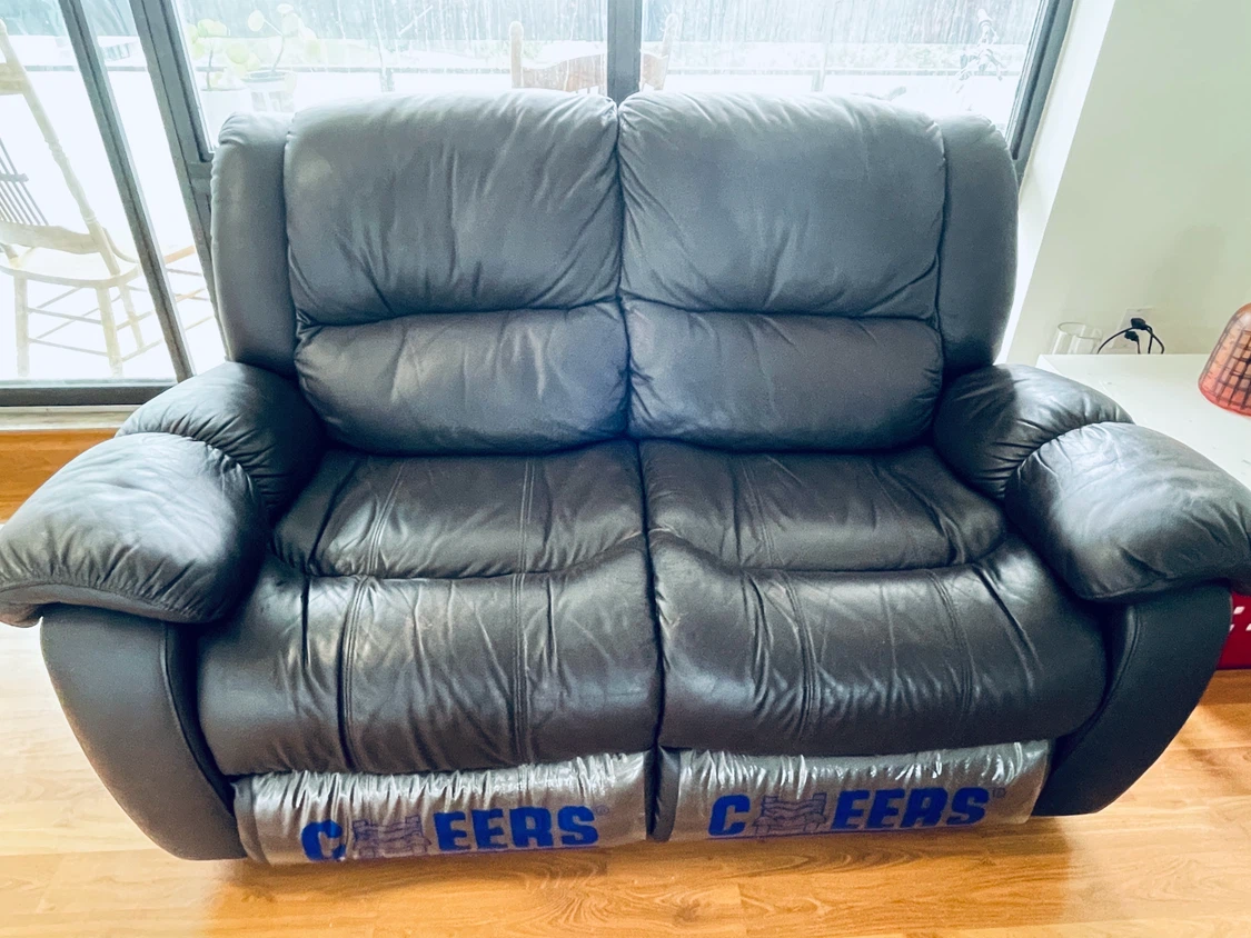 Black Leather Recliner Sofa