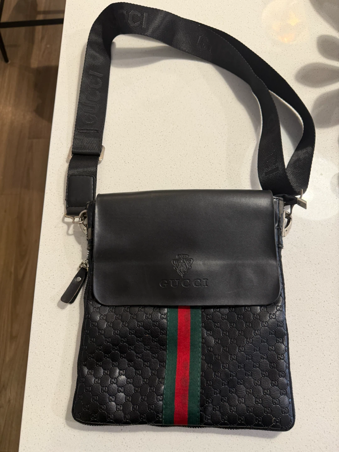 Gucci Black Monogram Messenger Bag