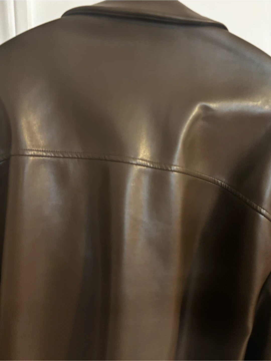 Olive Green Faux Leather Cropped Jacket XL - photo 4