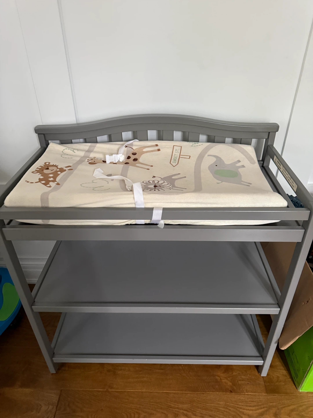 Grey Changing Table with Animal Pad
