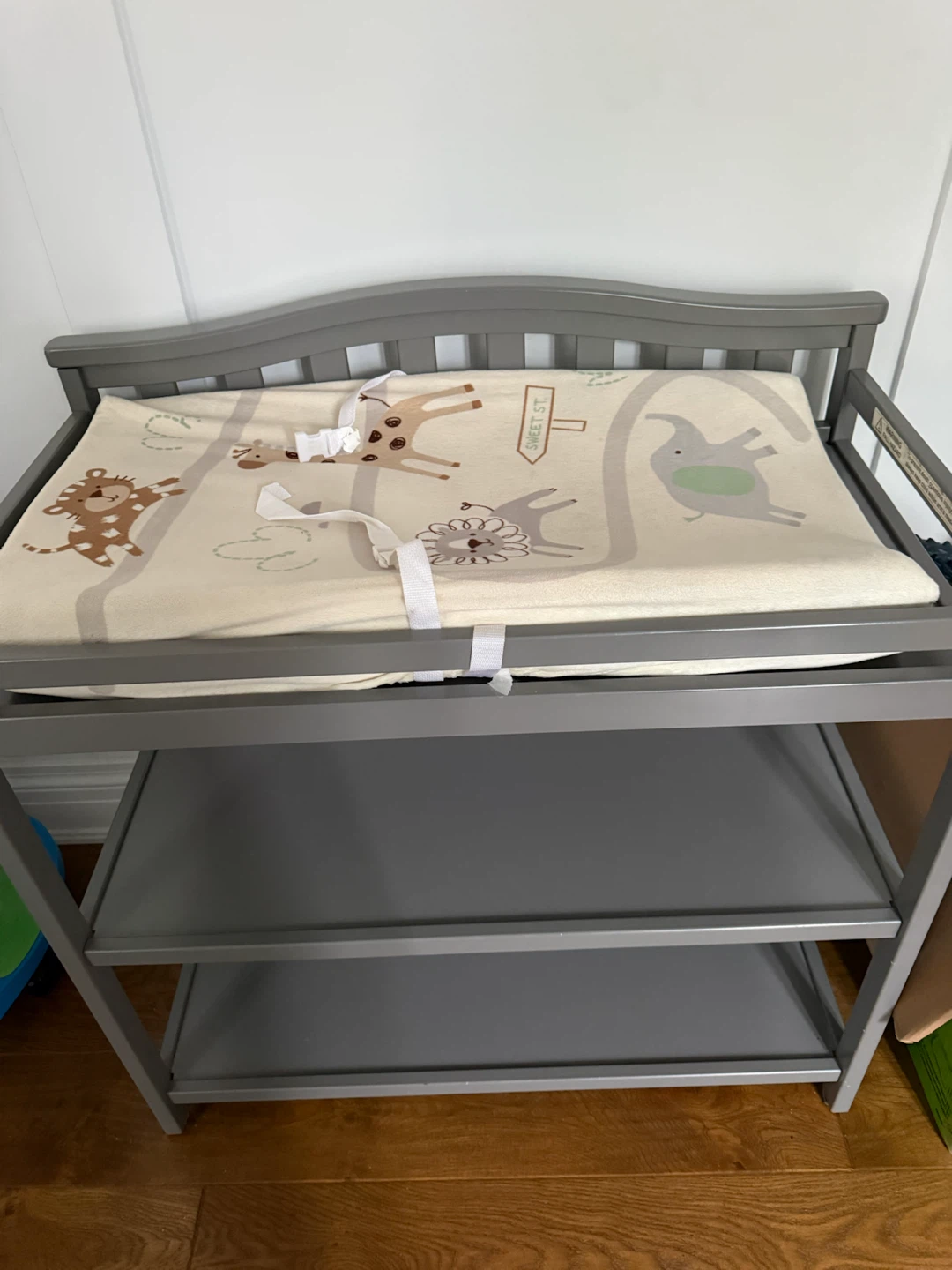 Grey Changing Table with Animal Pad - photo 2