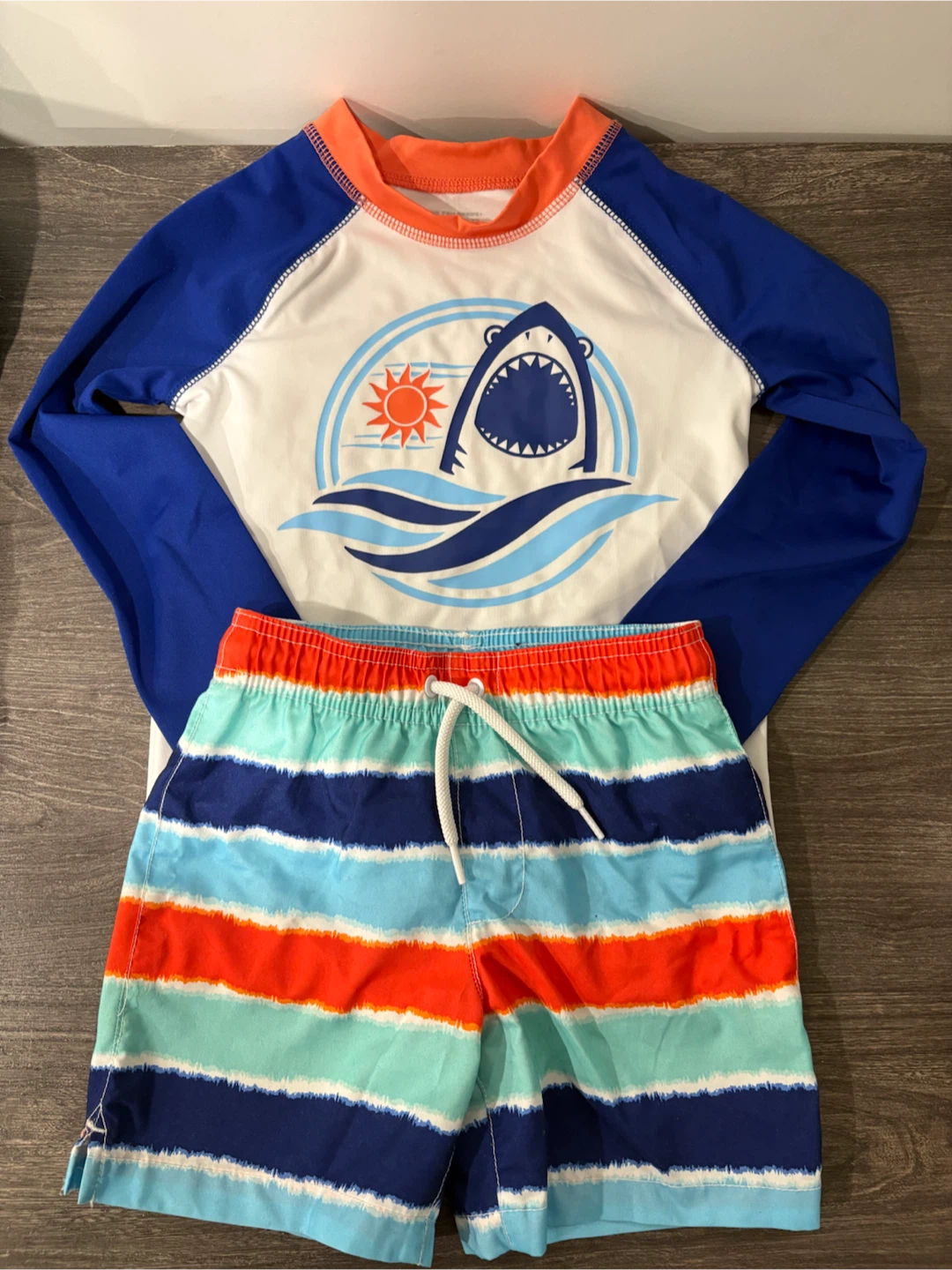 Boys Shark Rash Guard Swim Set with UPF 50 sun protection