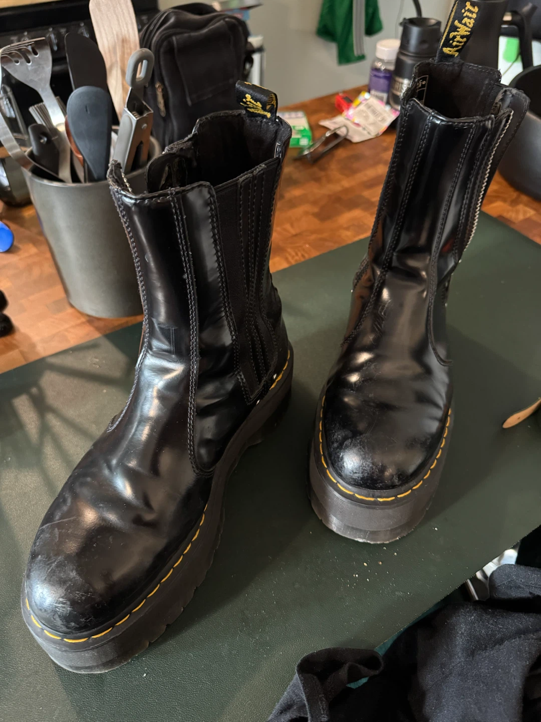 Dr. Martens 2976 Max Platform Chelsea Boots Black Leather