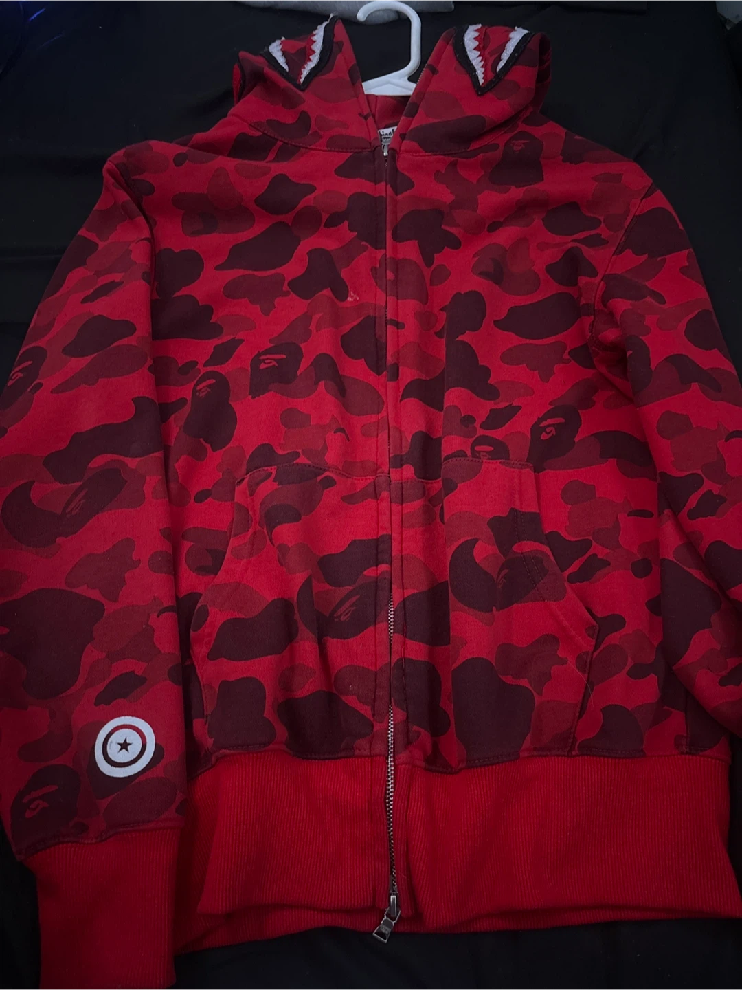 BAPE Red Camo Shark Full Zip Hoodie