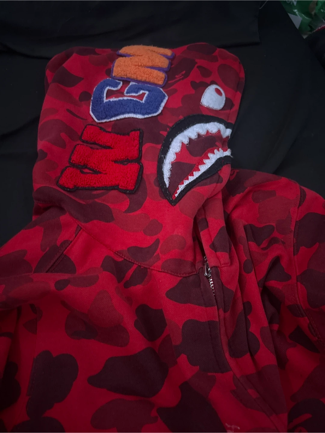 BAPE Red Camo Shark Full Zip Hoodie - photo 2