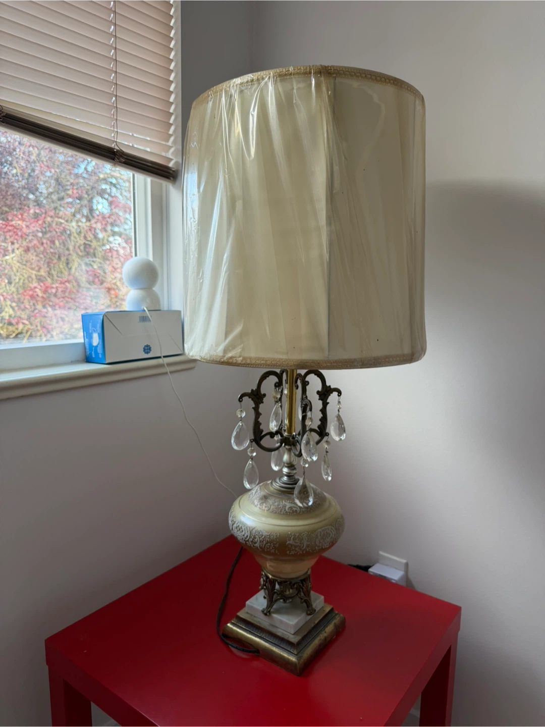Vintage Table Lamp with Crystal Accents