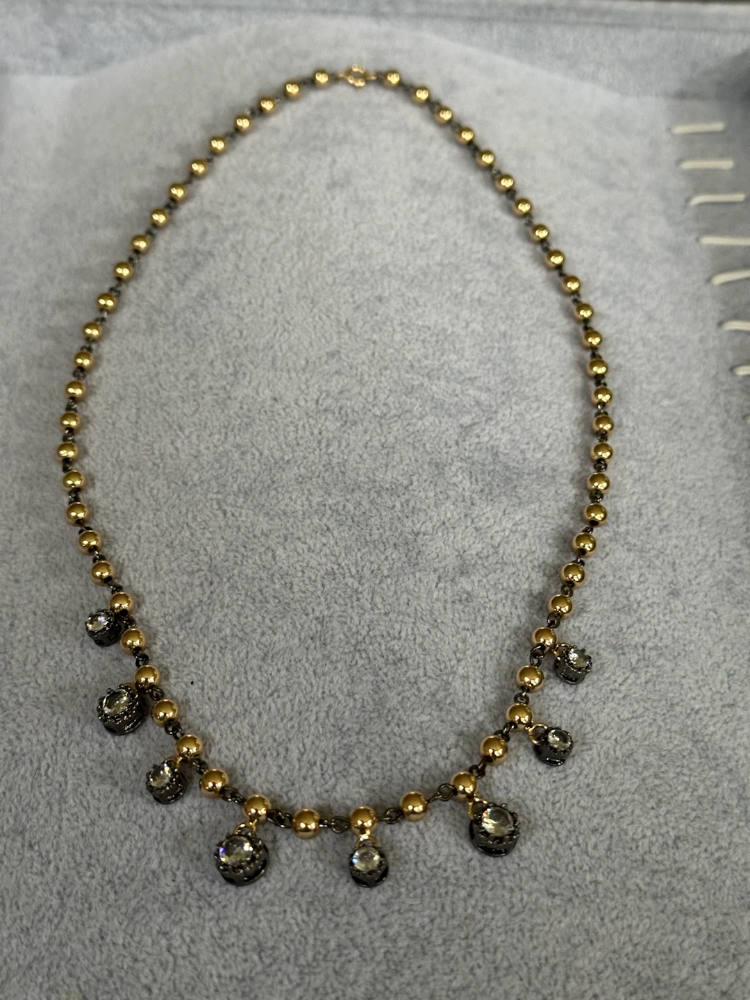 Gold beaded necklace with clear stones - photo 2