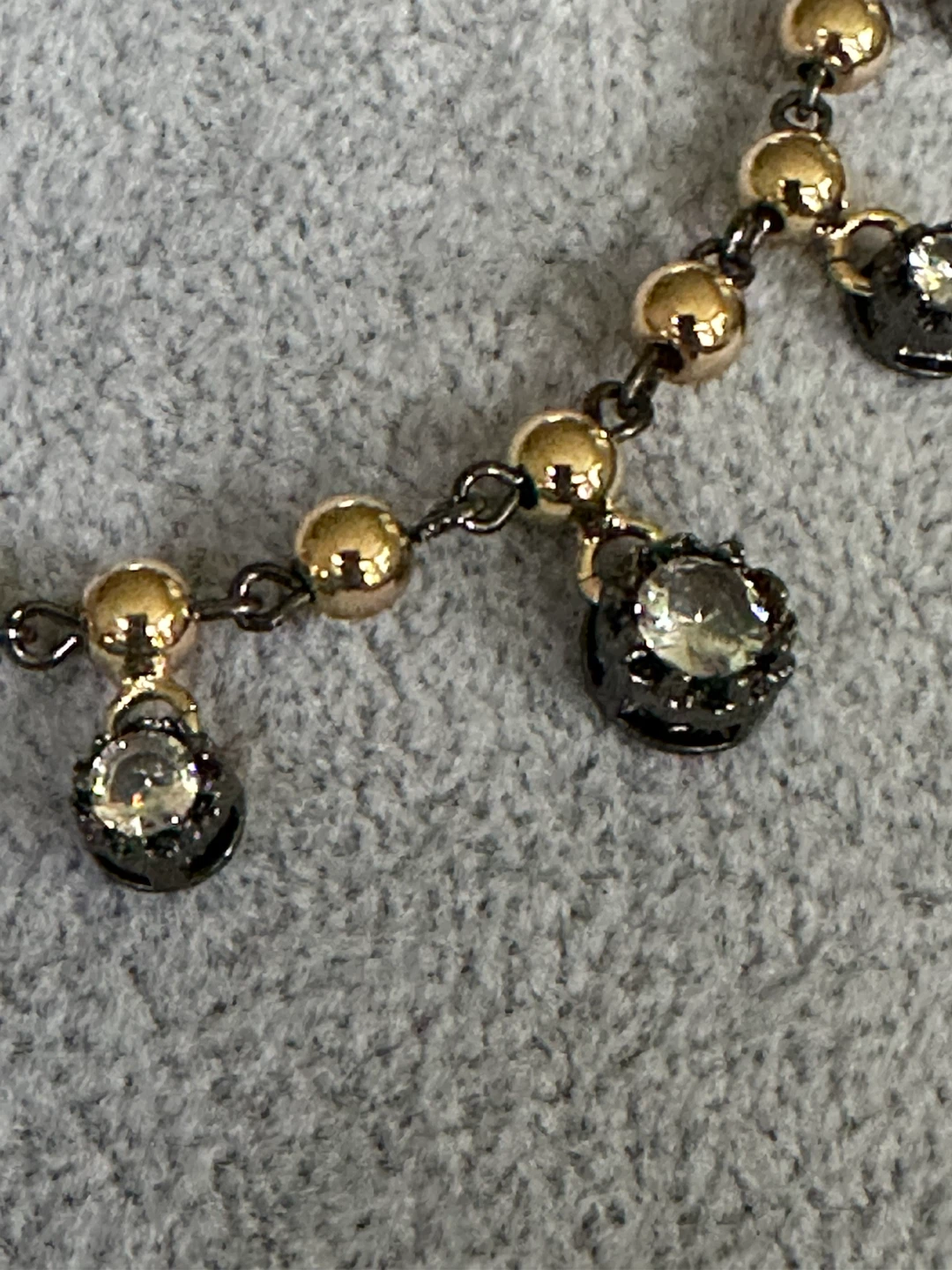 Gold beaded necklace with clear stones - photo 4