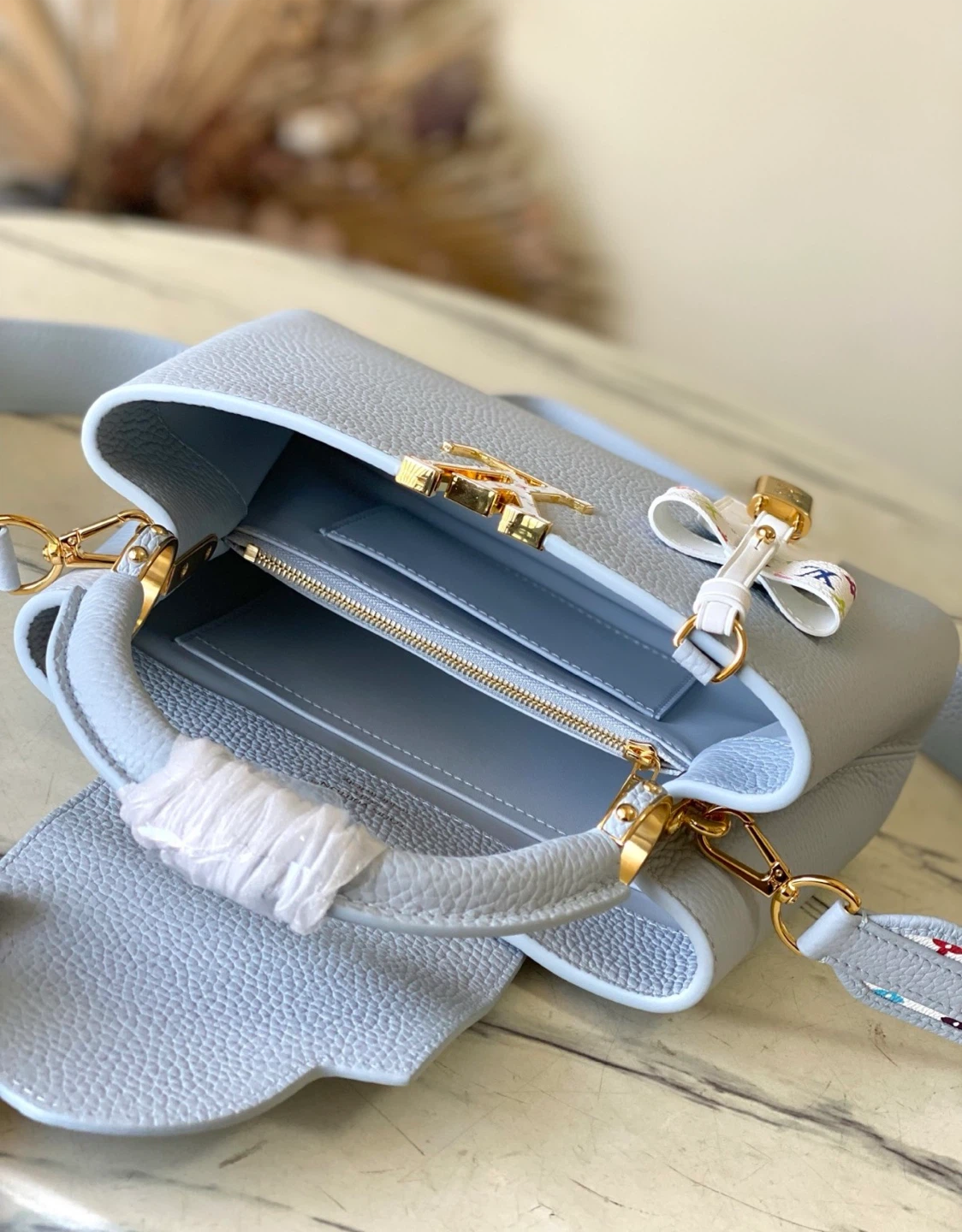 Louis Vuitton Top Handle Bag Light Blue Leather - photo 5