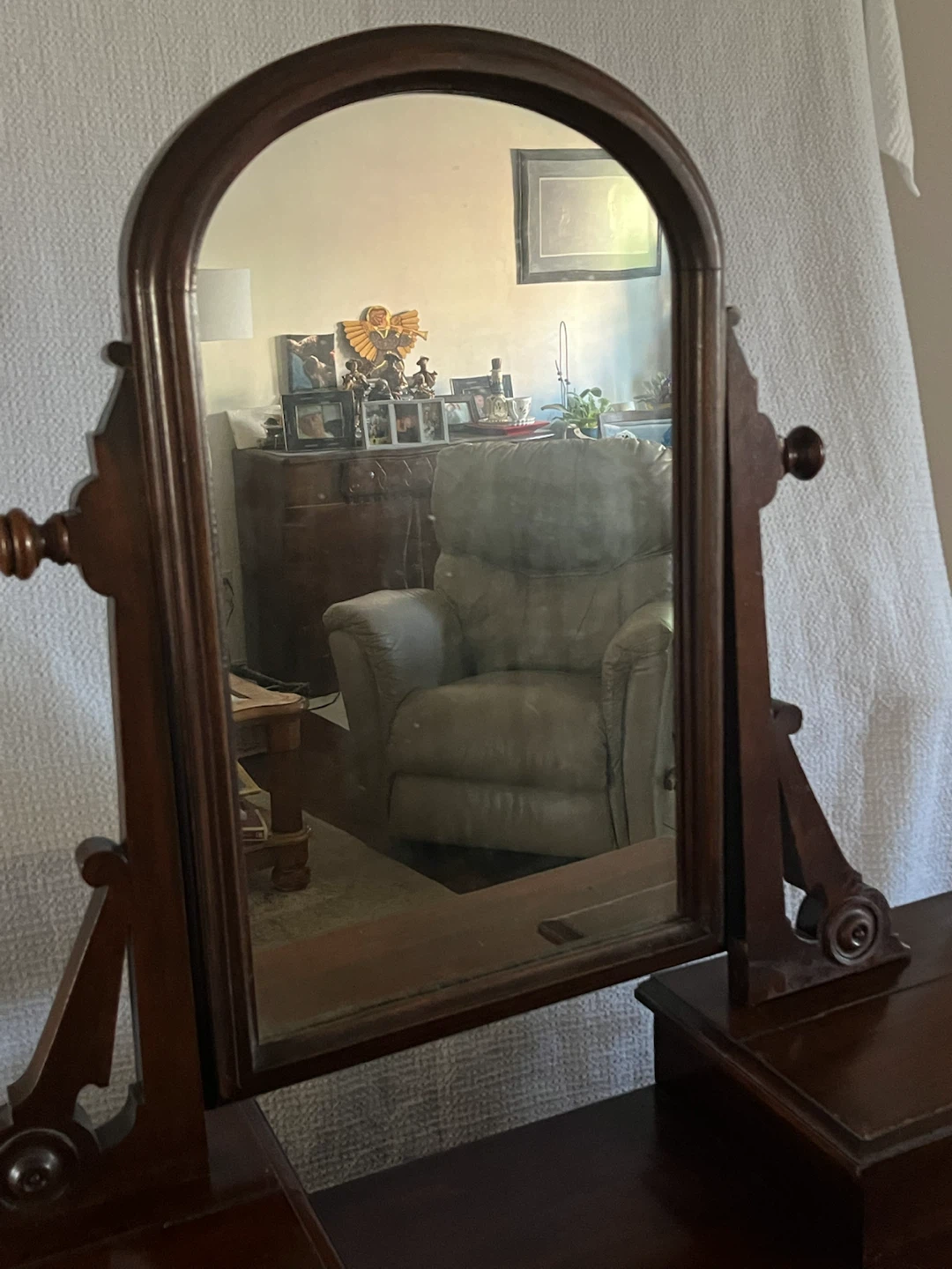 Antique Wooden Dresser with Pivoting Mirror - photo 2