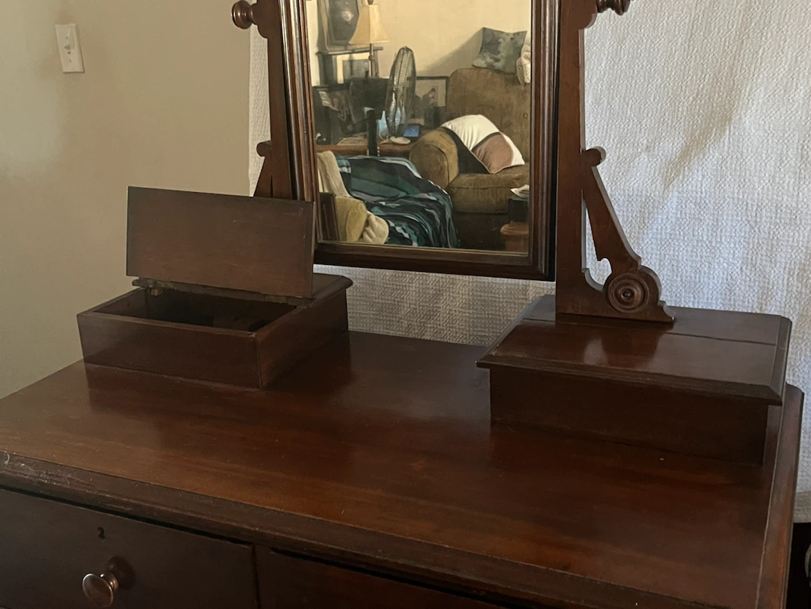 Antique Wooden Dresser with Pivoting Mirror - photo 3