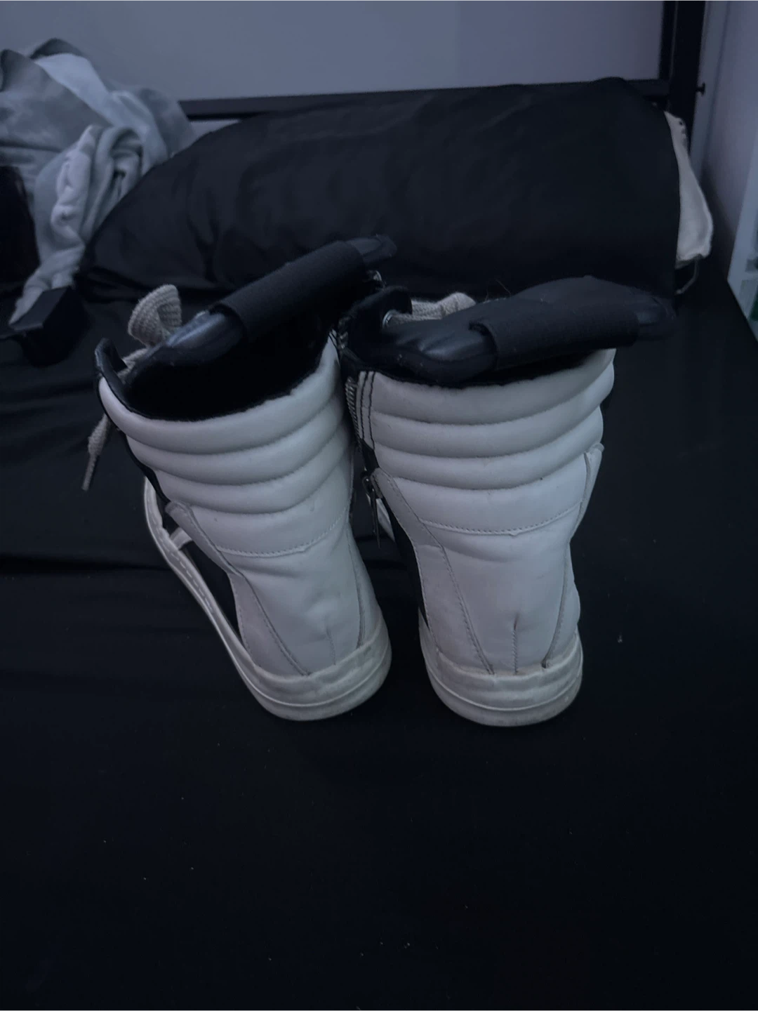 Rick Owens Black & White High Top Sneakers - photo 2