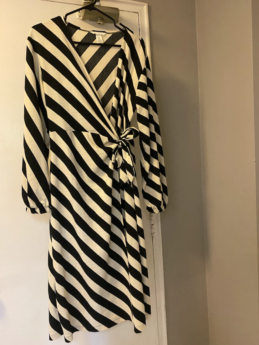 H&M Striped Wrap Dress - Size M