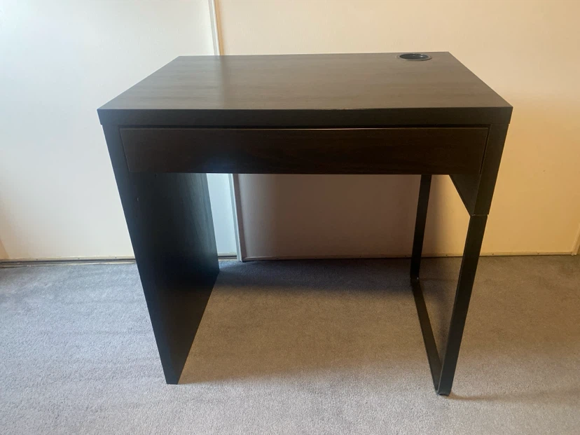 IKEA Black Desk with Drawer and Cable Hole