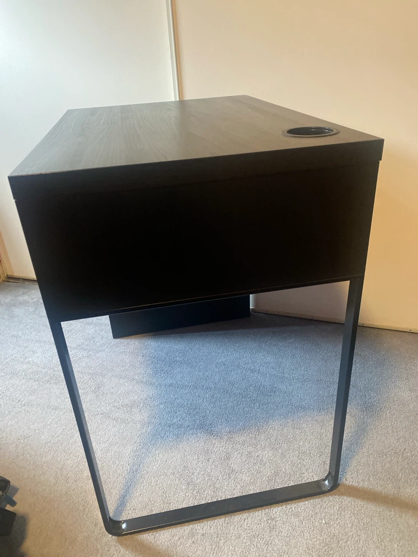 IKEA Black Desk with Drawer and Cable Hole - photo 2