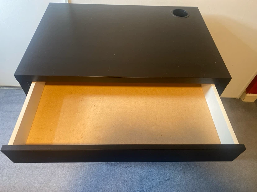 IKEA Black Desk with Drawer and Cable Hole - photo 4