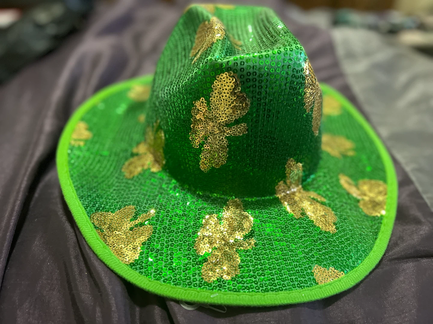New-Green Sequin Shamrock Cowboy Hat - photo 3