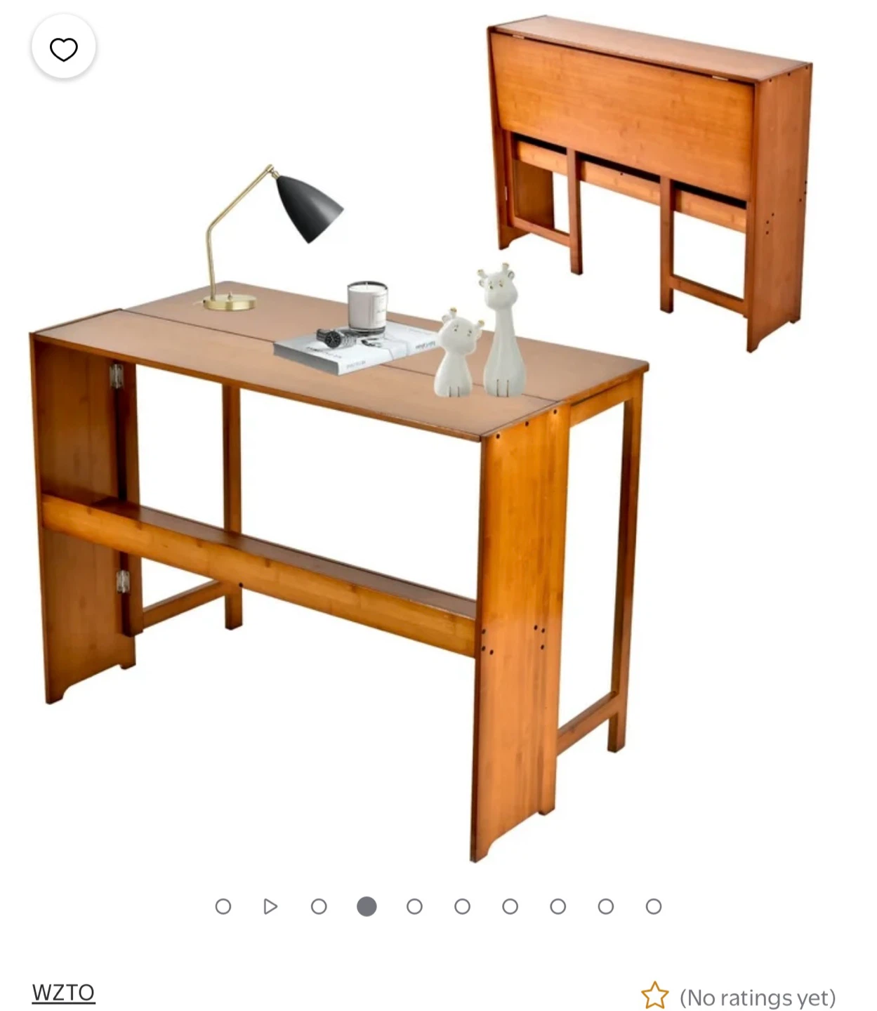 WZTO Bamboo Folding Desk Workstation - Brown - photo 3
