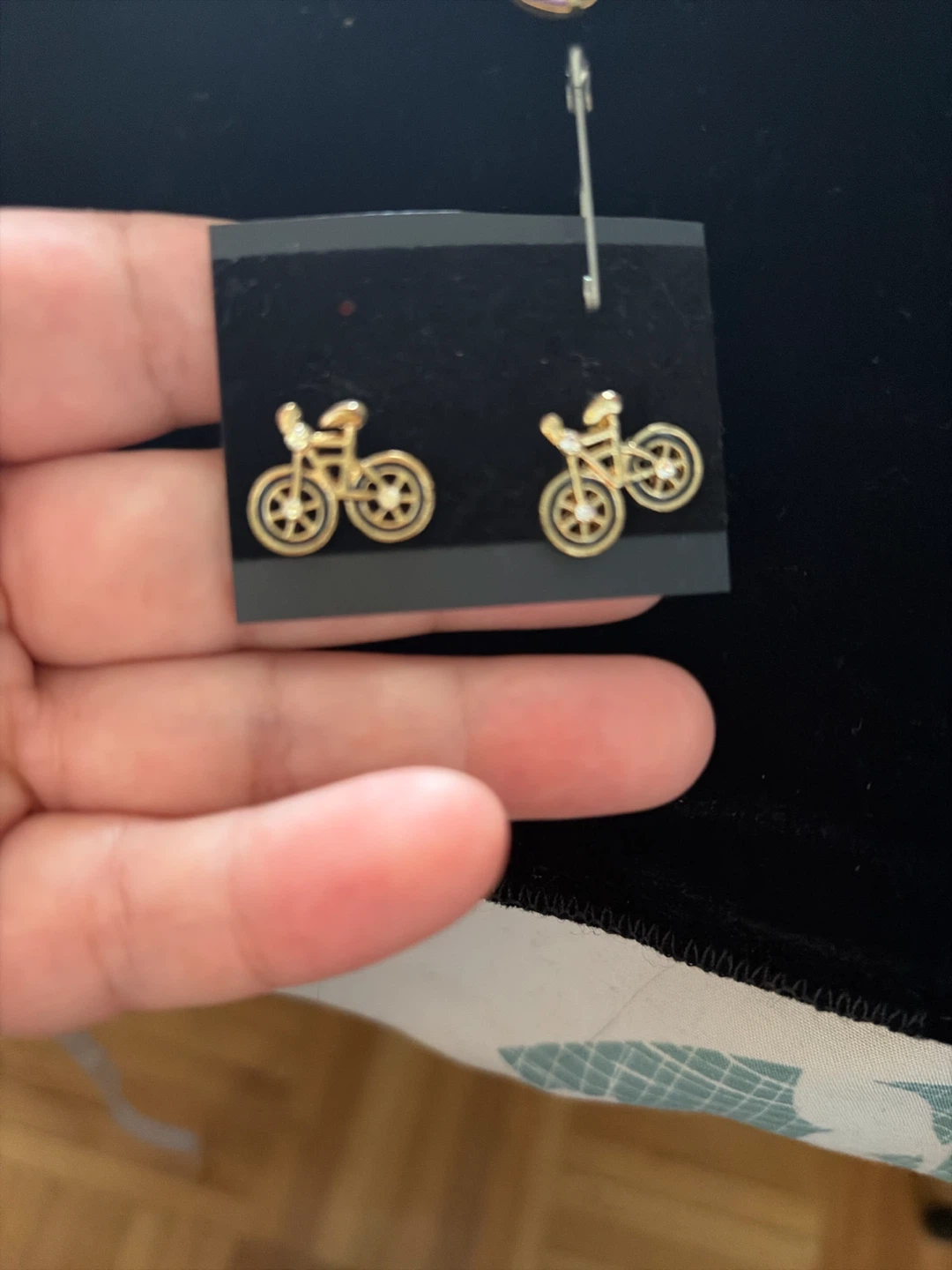Gold Bike Stud Earrings