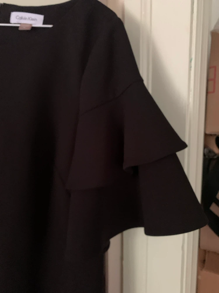 Calvin Klein Black Dress with Ruffle Sleeves - Size 10 - photo 2