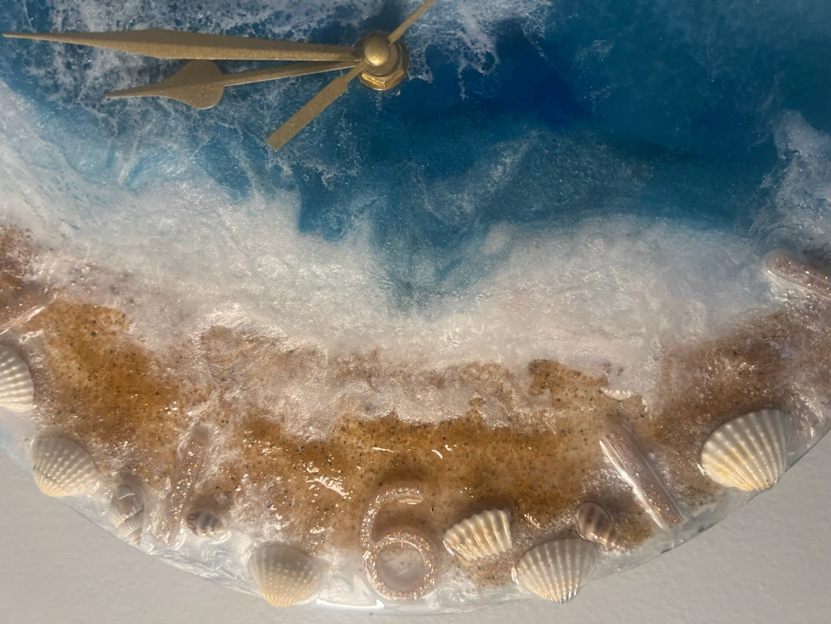 12” Ocean Wave Resin Wall Clock - photo 4