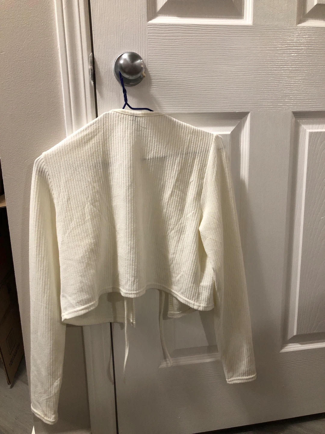 H&M White Ribbed Cropped Cardigan - photo 3