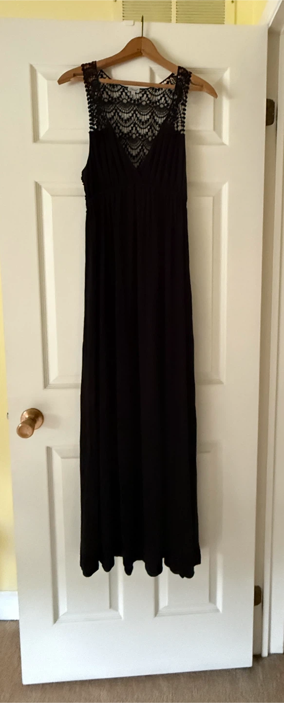 Kismet Black Maxi Dress with Lace Detail