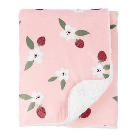 Carters - Pink Strawberry Floral Baby Blanket