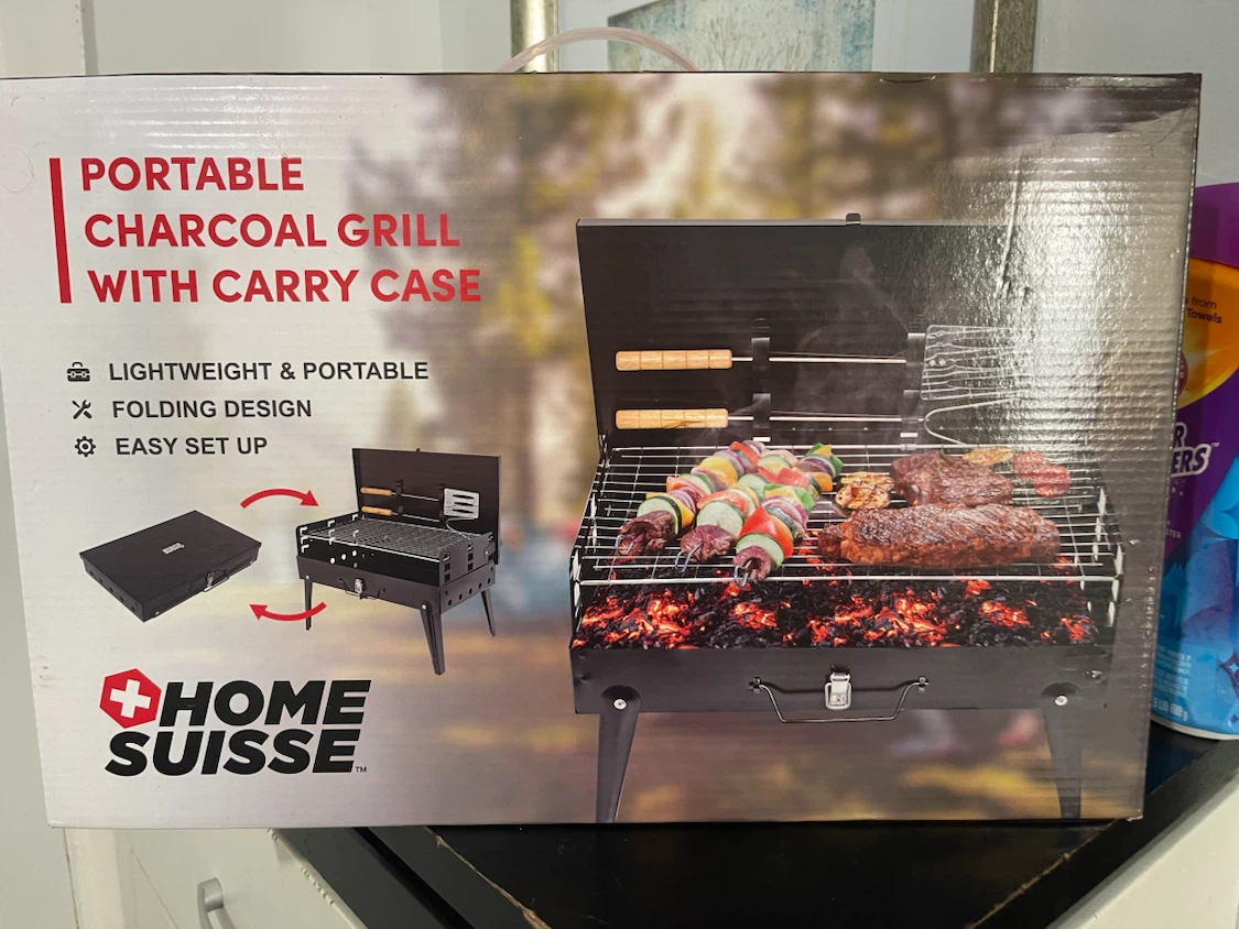 Home Suisse Portable Charcoal Grill with Carry Case