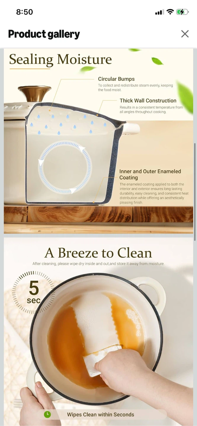 Brand new Overmont 4.5QT Dutch Oven Cream-white - photo 4