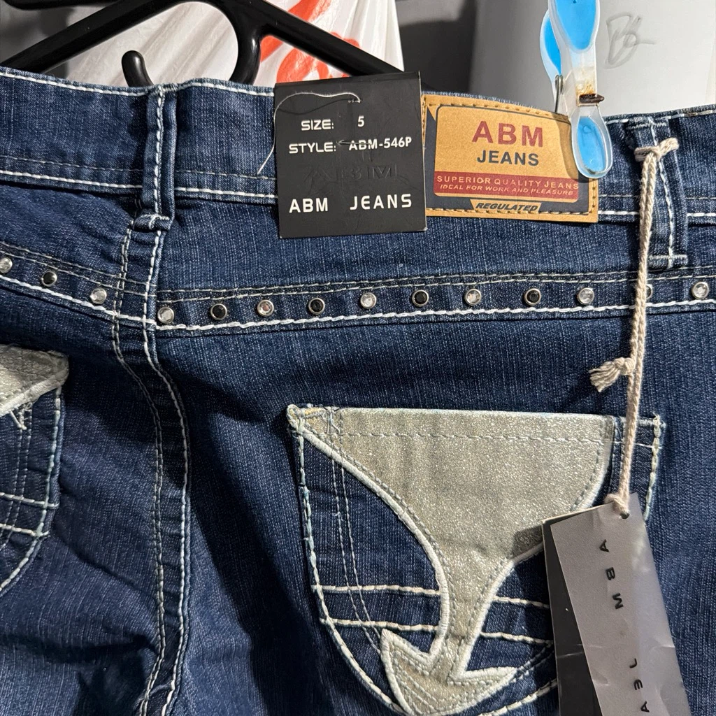 ABM Jeans Women's Blue Embellished Denim Jeans Size 5 - photo 4