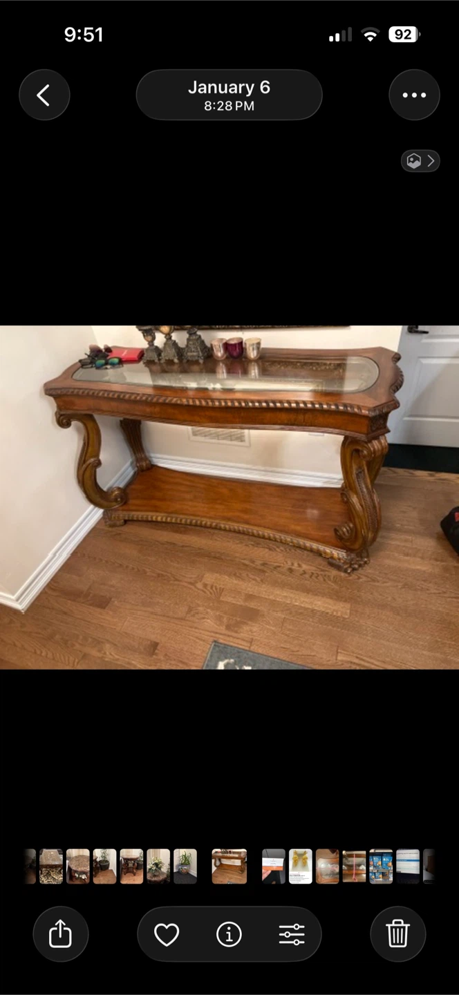 Console Table with Glass Top