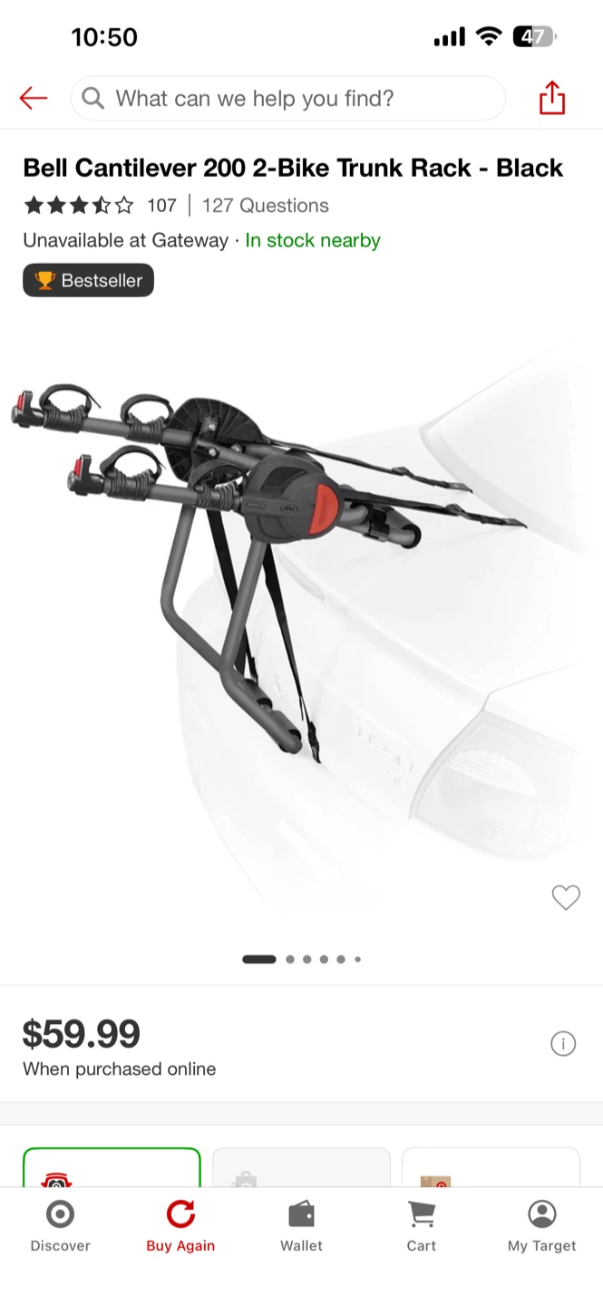 Bell Cantilever 200 2-Bike Trunk Rack - Black