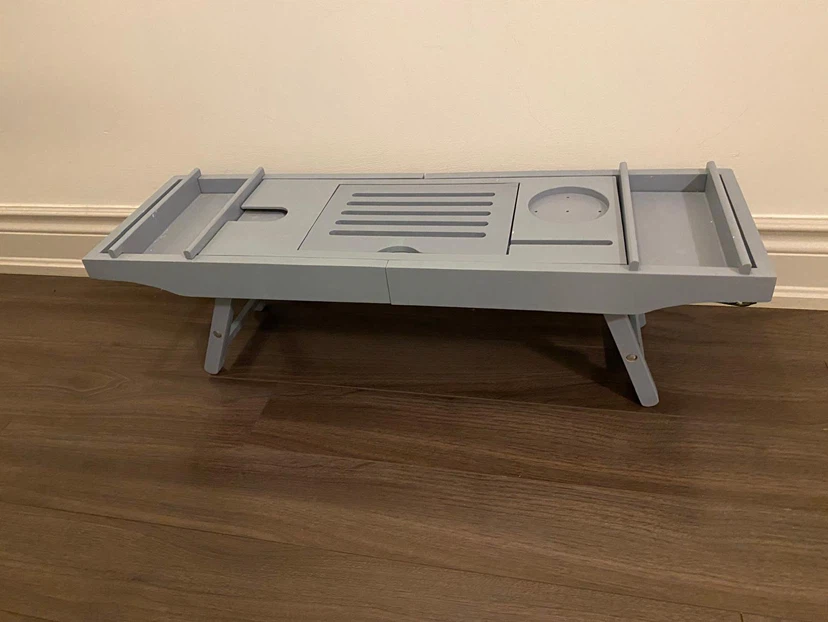 Grey Wooden Bath Tray Caddy