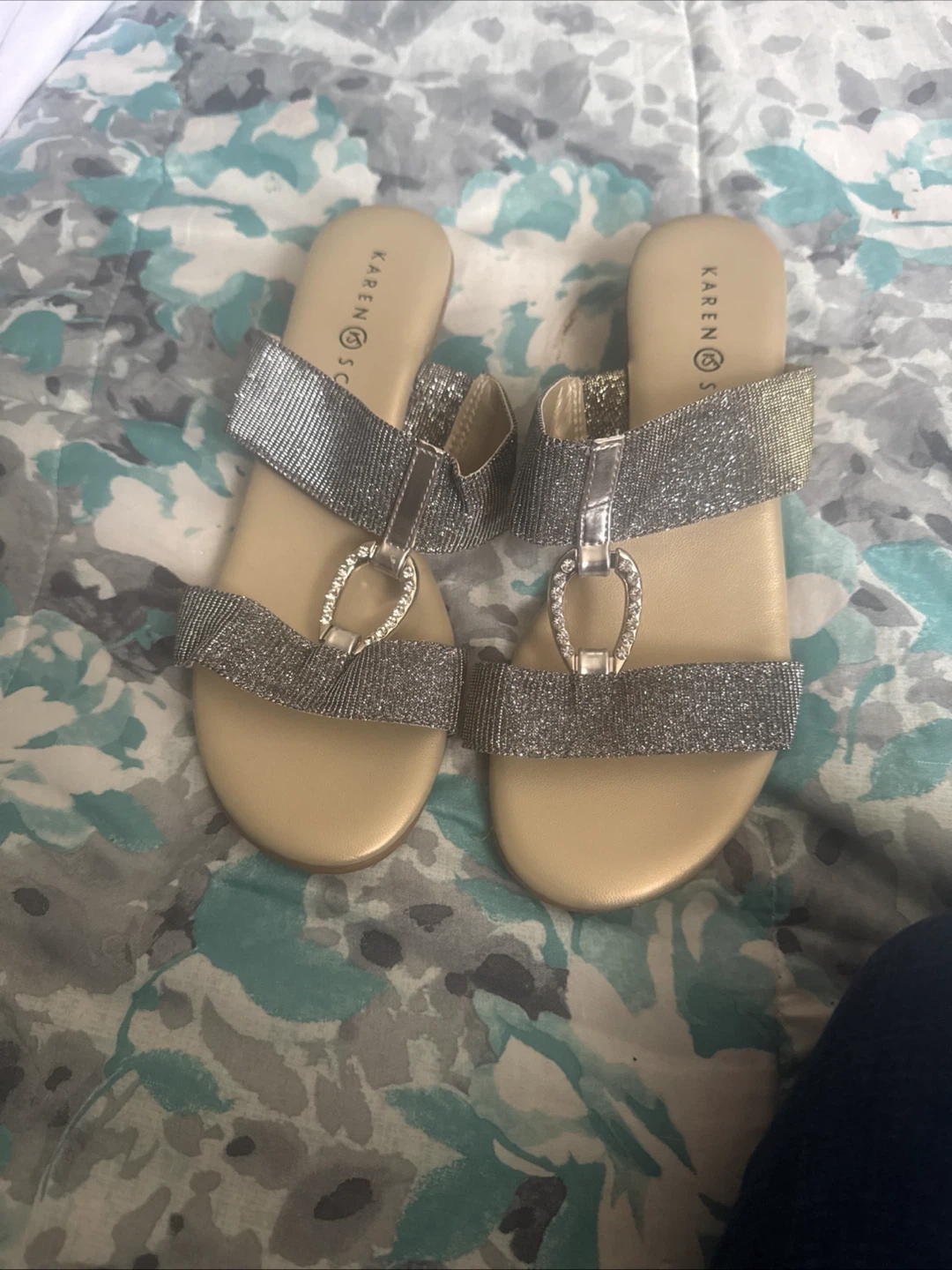 Karen Scott Women's Sparkly Slide Sandals Size 7M