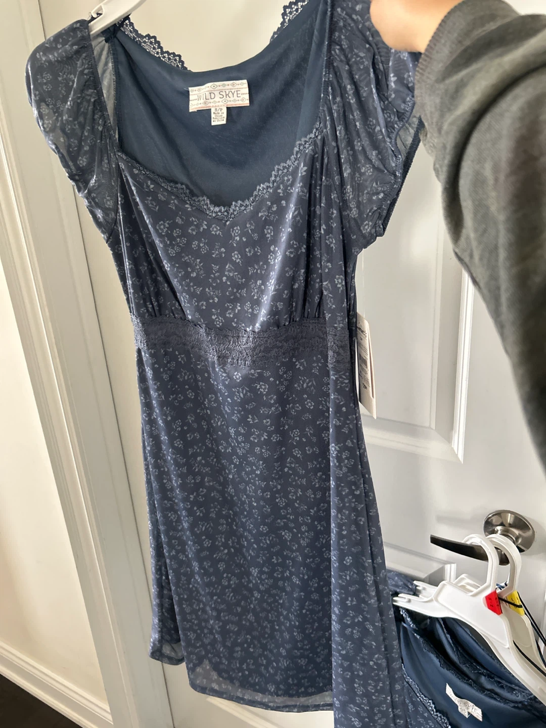 Walmart A-line SS Mesh Dress Knee Length Indigo S/P - photo 2