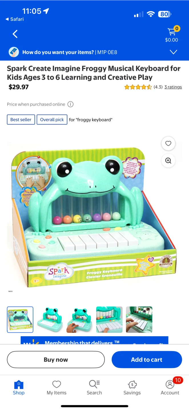 Spark Create Imagine Froggy Musical Keyboard for Kids Ages 3-6