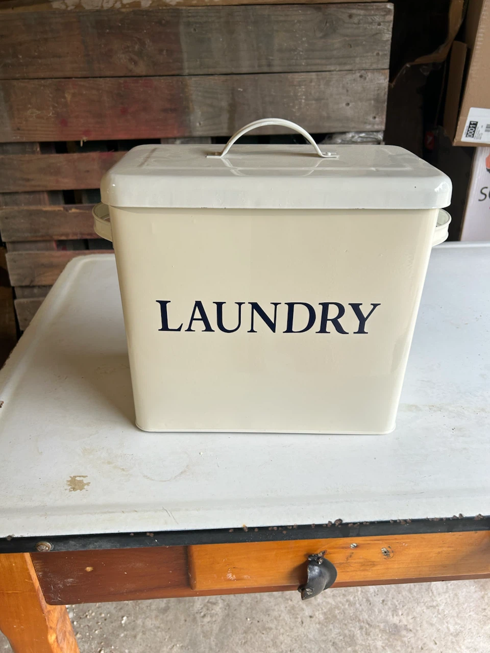 Cream Laundry Bin with Lid