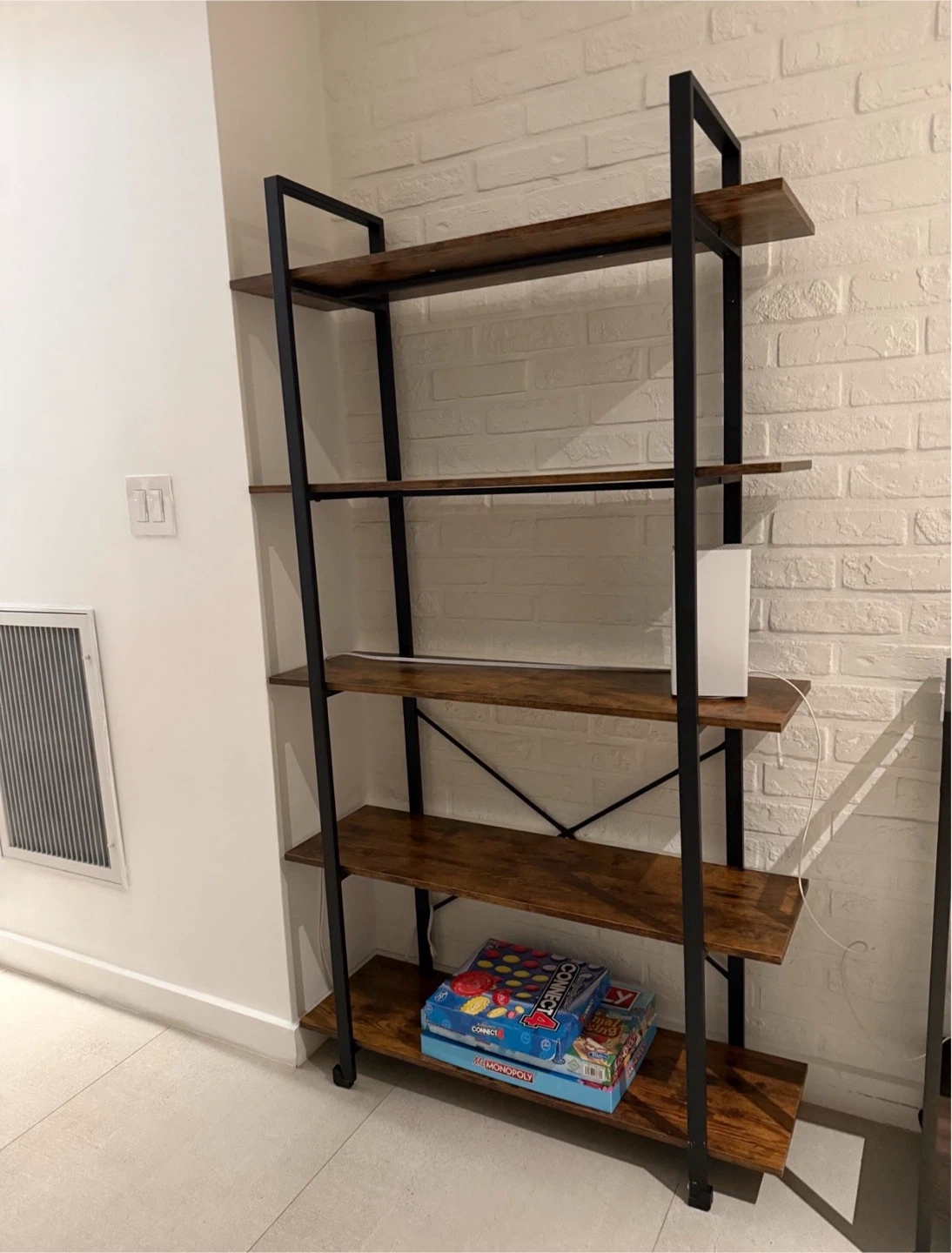 Industrial Style 5-Shelf Bookshelf