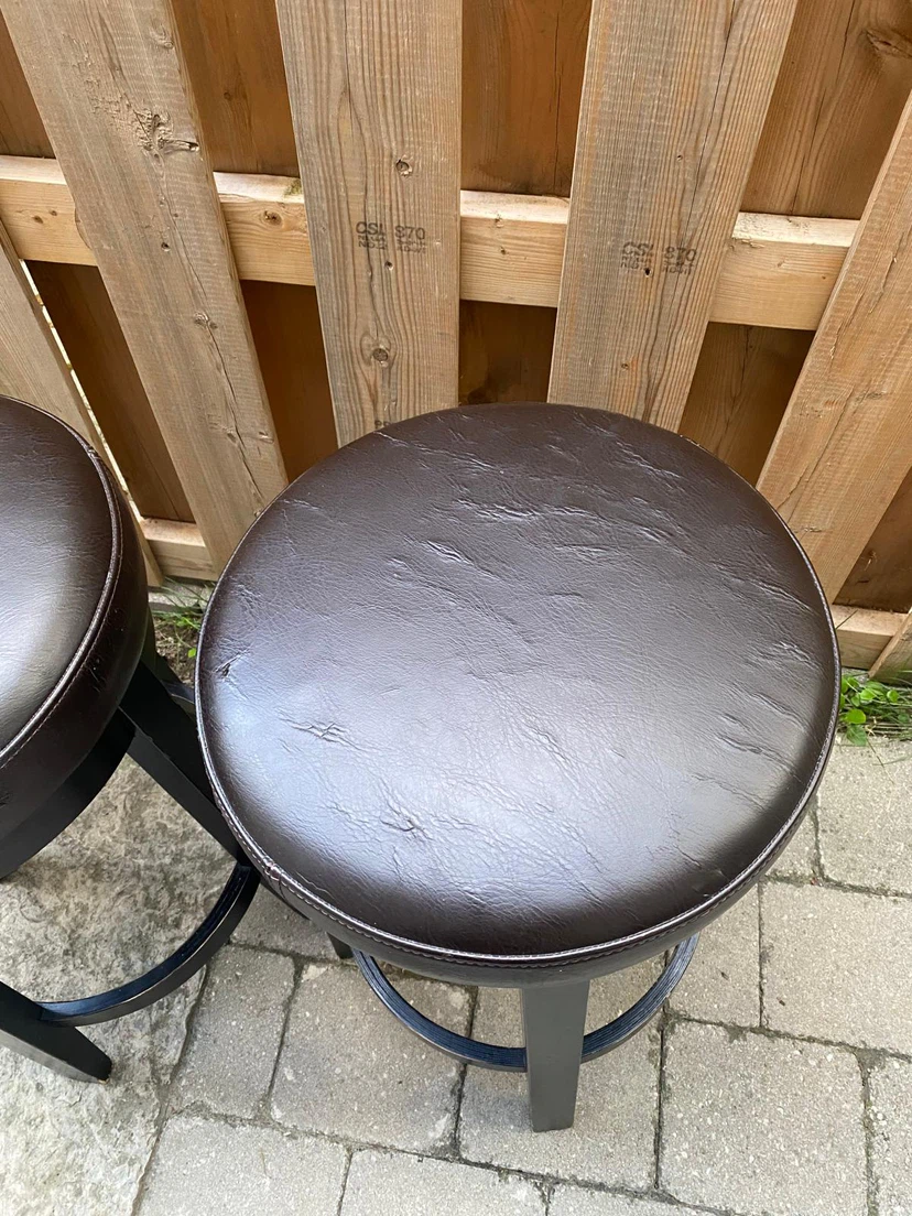 Set of 2 Swivel Bar Stools - Dark Brown- $40 for both