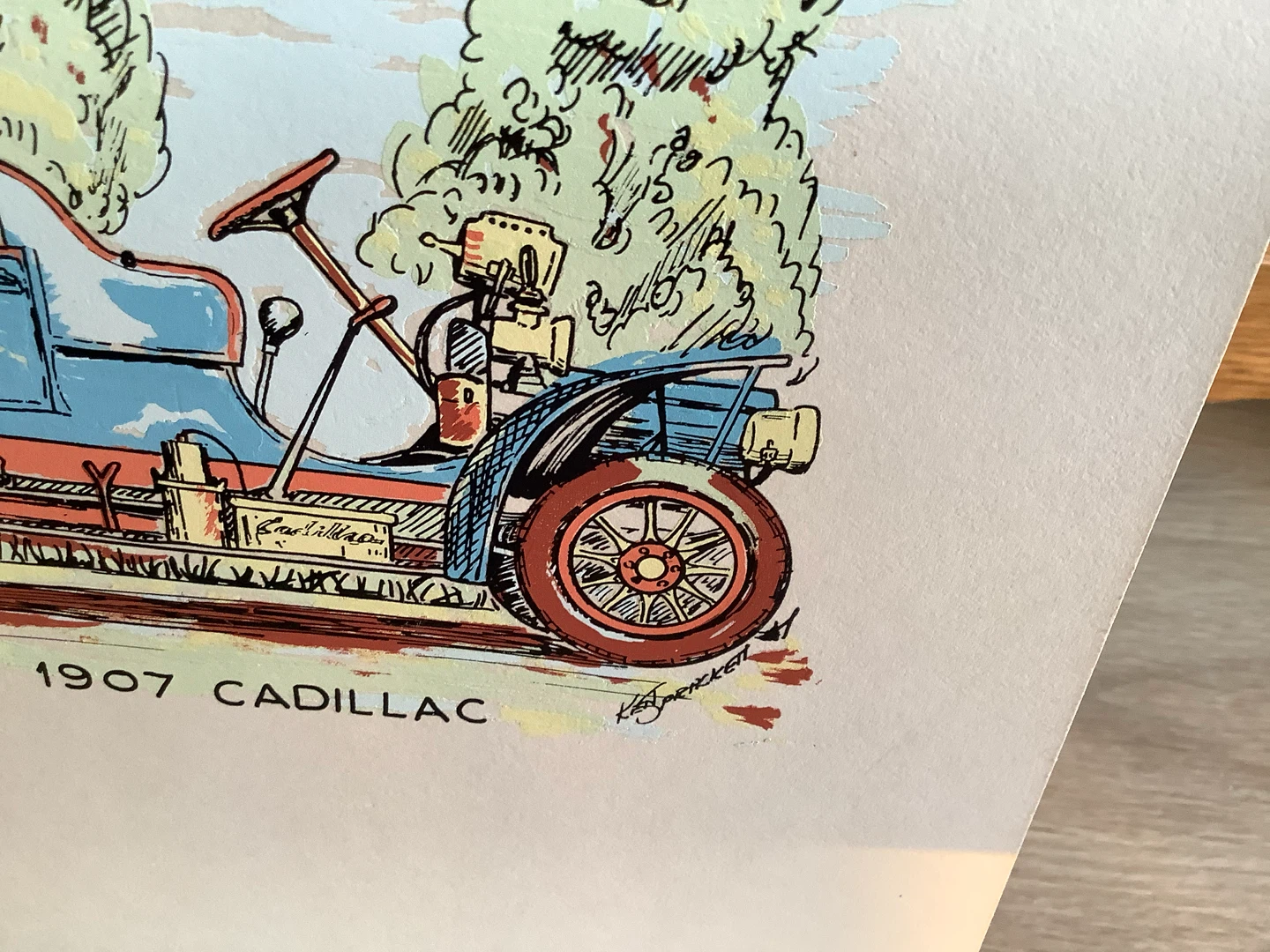 Vt Hd Coloured Textured Signed Print 1907 Cadillac 🐞 - photo 2