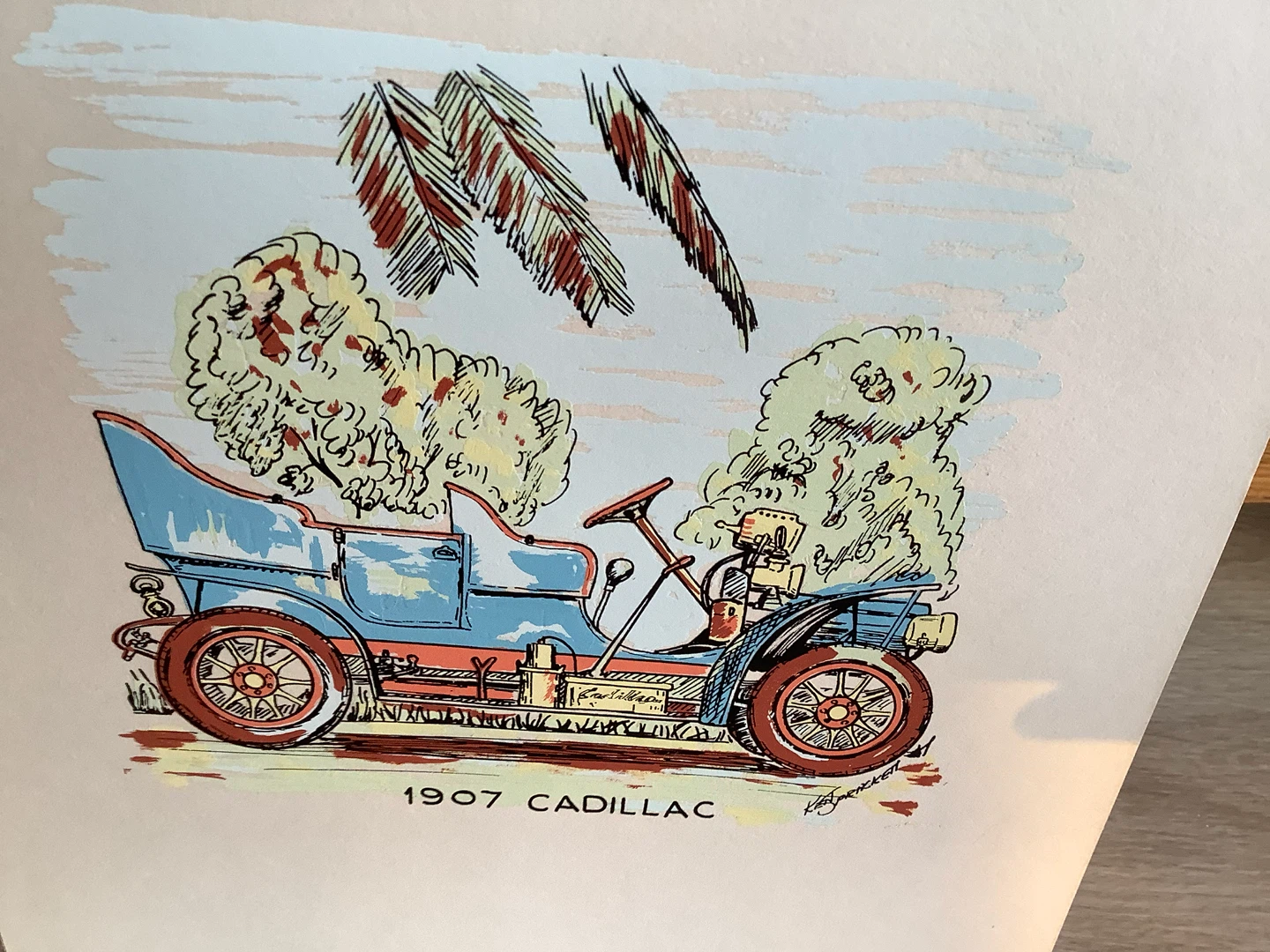 Vt Hd Coloured Textured Signed Print 1907 Cadillac 🐞 - photo 3