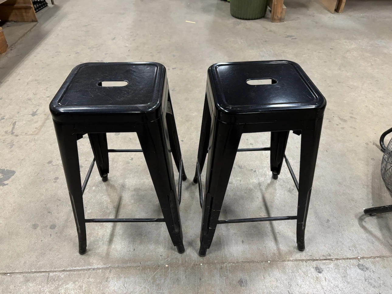 Set of 2 Black Metal Counter Stools