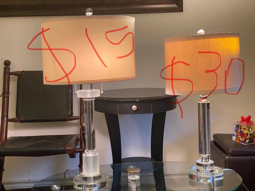 Crystal Table Lamp with Fabric Shade