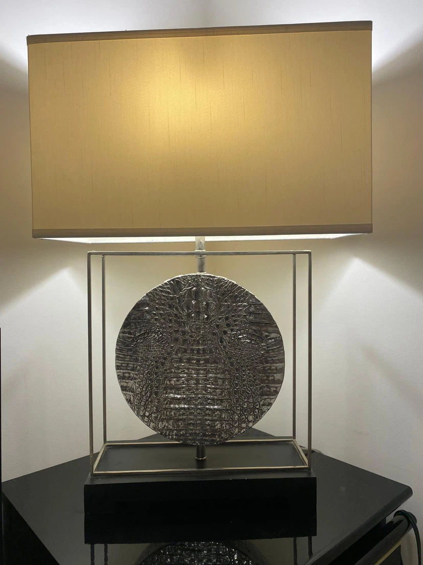 Table Lamp - Crocodile Embossed Disc