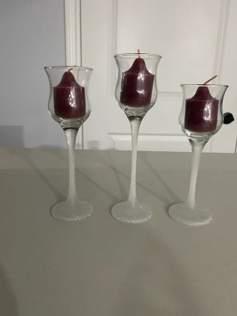 PartyLite Glass Candle Holders with Candles - photo 2