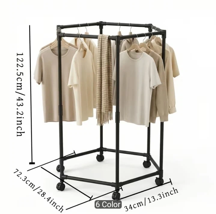 (BRAND NEW) Hexagonal Clothes Rack on Wheels - photo 3