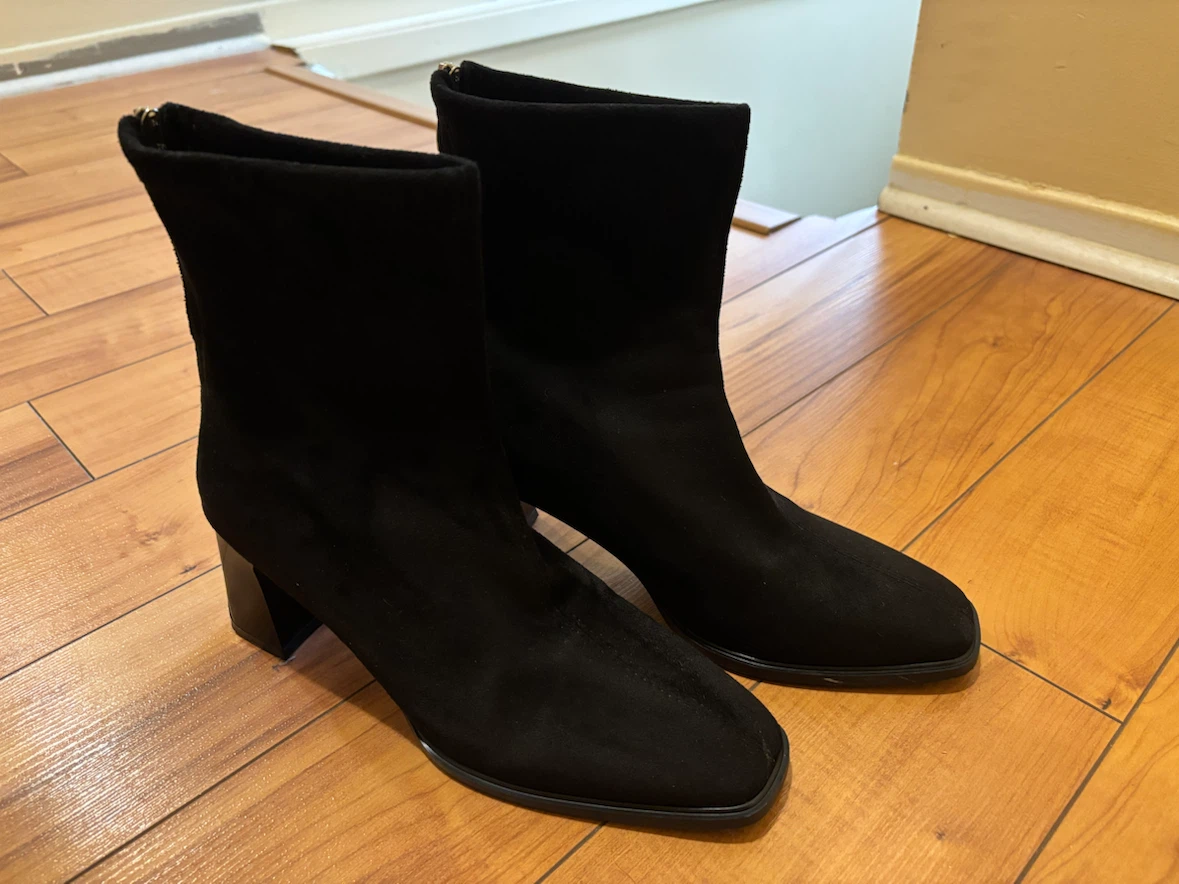 Black Suede Ankle Boots with Block Heel