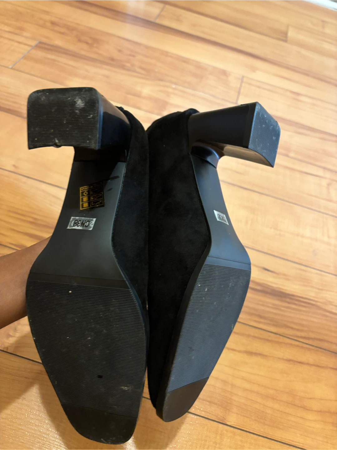 Black Suede Ankle Boots with Block Heel - photo 5