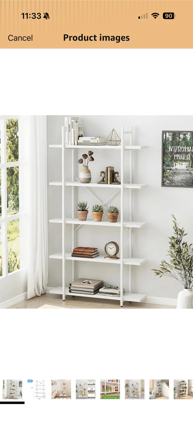 White 5-Shelf Bookshelf